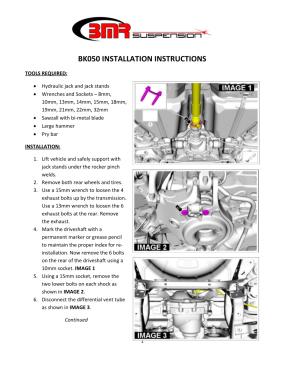 BMR Installation Instructions for BK050