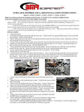 BMR Installation Instructions for KM006-1