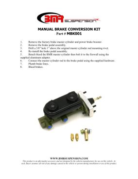 BMR Installation Instructions for MBK001