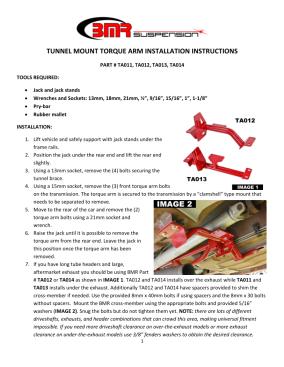 BMR Installation Instructions for TA012