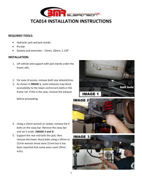 BMR Installation Instructions for TCA014