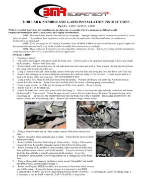 BMR Installation Instructions for AA007