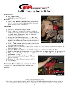 BMR Installation Instructions for AA012
