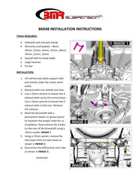 BMR Installation Instructions for BK048-SD