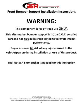 BMR Installation Instructions for BSF771
