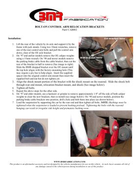 BMR Installation Instructions for CAB002
