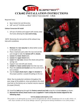 BMR Installation Instructions for CCK402