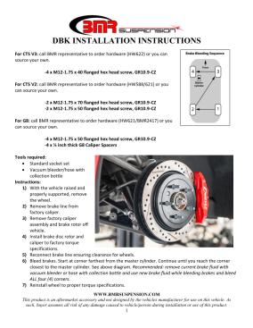 BMR Installation Instructions for DBK350