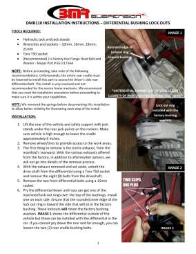 BMR Installation Instructions for DMB110