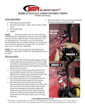 BMR Installation Instructions for DMB112