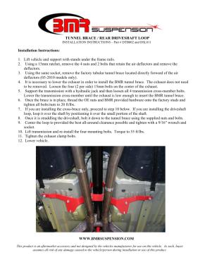 BMR Installation Instructions for DTB002