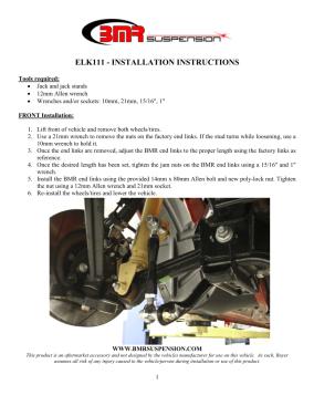 BMR Installation Instructions for ELK111