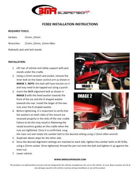 BMR Installation Instructions for FC002
