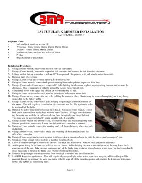 BMR Installation Instructions for KM003
