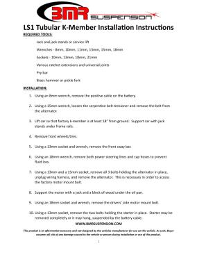 BMR Installation Instructions for KM014