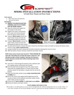 BMR Installation Instructions for MM301