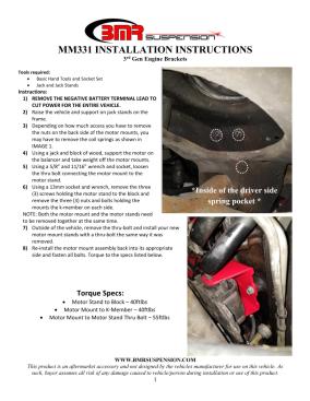 BMR Installation Instructions for MM331