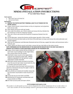BMR Installation Instructions for MM341
