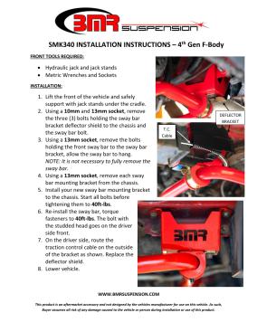 BMR Installation Instructions for SMK340
