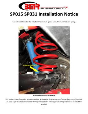 BMR Installation Instructions for SP015