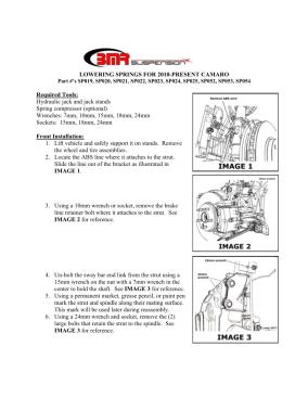 BMR Installation Instructions for SP022R-SD