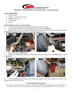 BMR Installation Instructions for SP029
