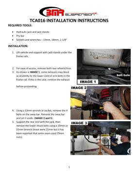 BMR Installation Instructions for TCA016H-SD