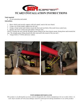 BMR Installation Instructions for TCA023