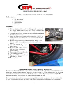 BMR Installation Instructions for TCA033