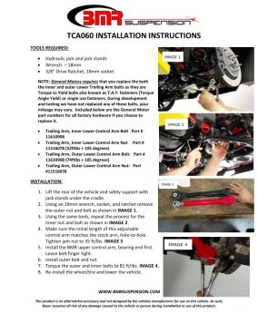 BMR Installation Instructions for TCA060