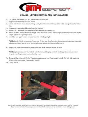 BMR Installation Instructions for UCA463